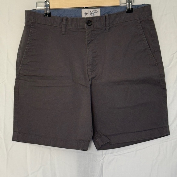 Original Penguin Charcoal Flat Front Shorts - Picture 1 of 5